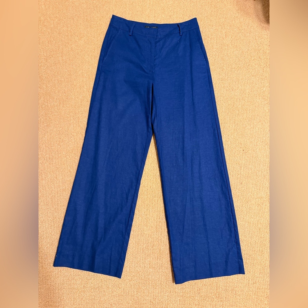 Caballero Linen Haven Wide-Leg Pants in Royal Blue size Small